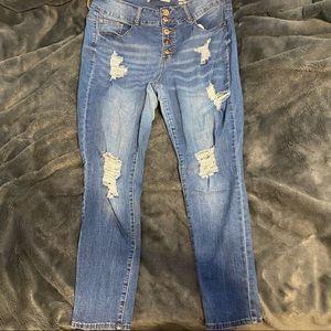 !it Distressed Blue Denim High Rise Skinny Jeans